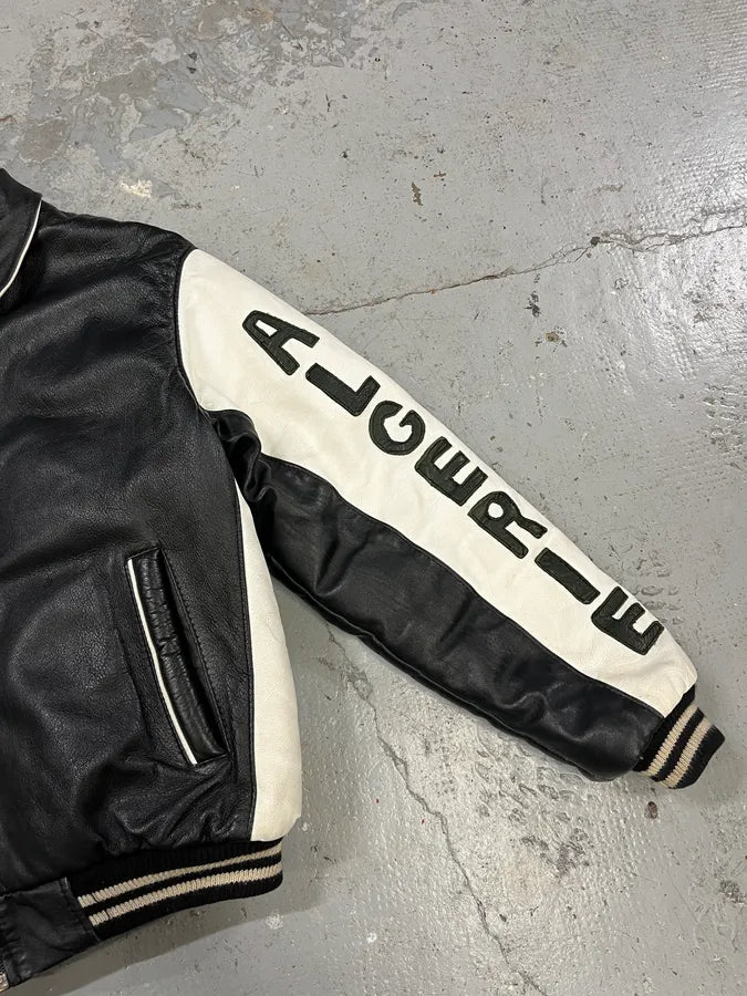 2000s Algeria Traditional Black Leather Bomber Jacket YuGKCbx 7