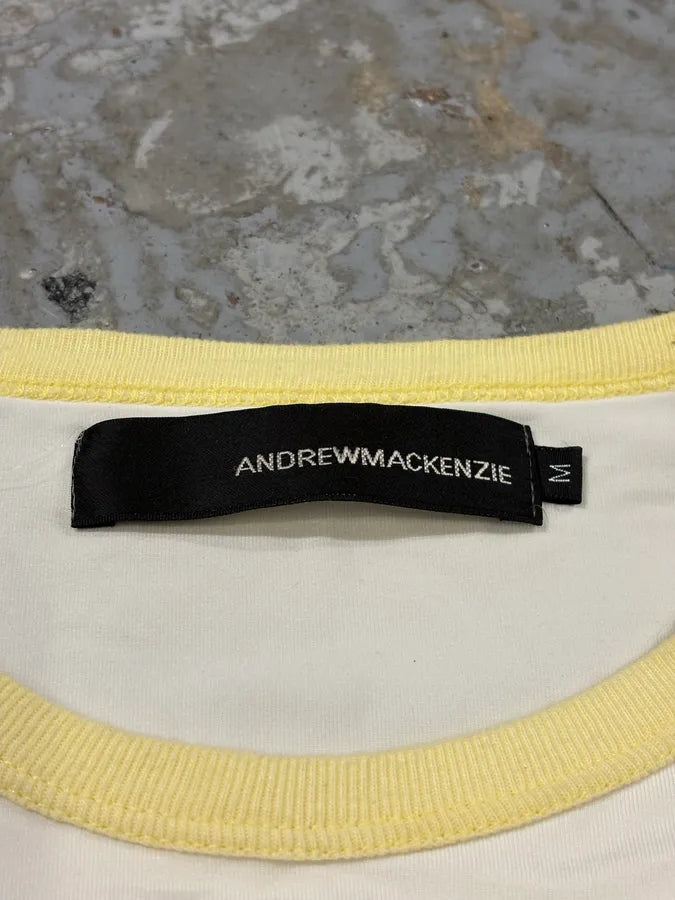 2000s Andrew Mackenzie Sexy Bodybuilder Propaganda White & Yellow T-Shirt JdUpiwZ 6