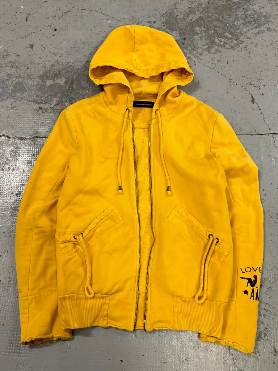 2000s Andrew Mackenzie Yellow Loveless Studded Back Zip-up Hoodie lQbEAFa 0