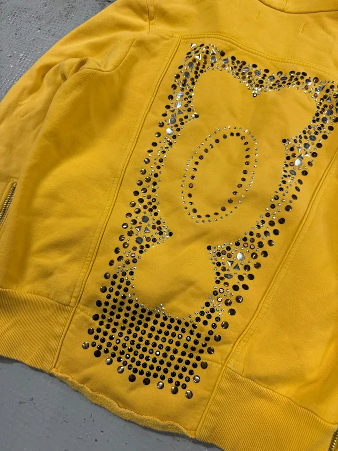 2000s Andrew Mackenzie Yellow Loveless Studded Back Zip-up Hoodie lQbEAFa 6