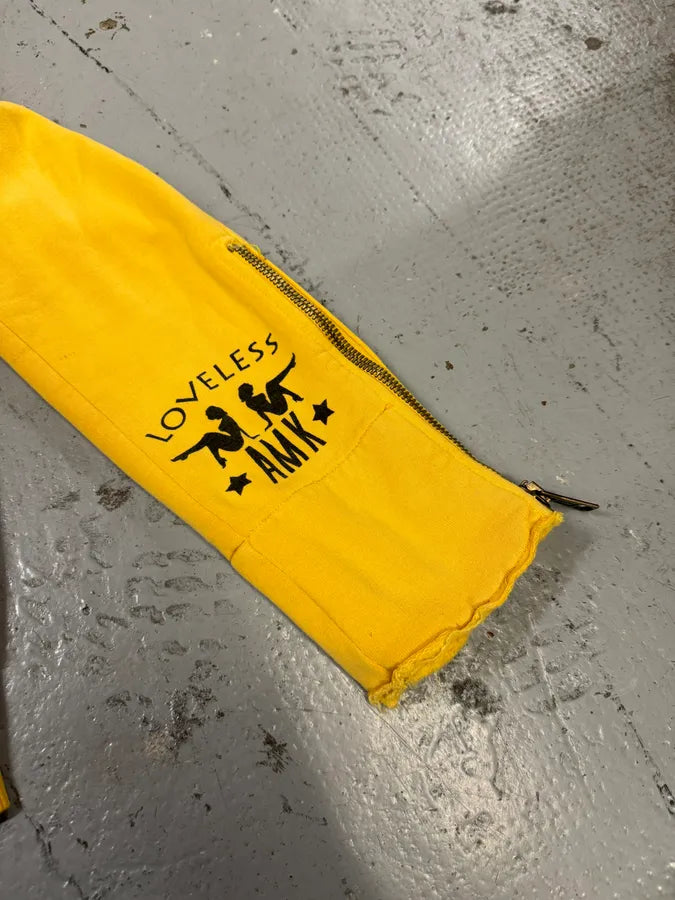 2000s Andrew Mackenzie Yellow Loveless Studded Back Zip-up Hoodie lQbEAFa 7