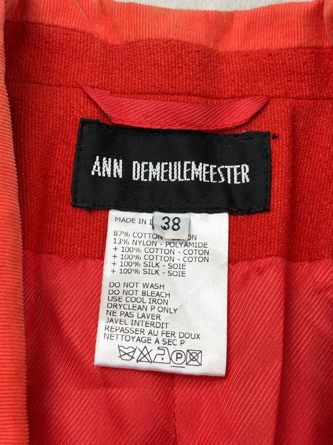 SS2005 Ann Demeulemeester Red Wool Fringe Buttons Blazer WkUZKcJ 7