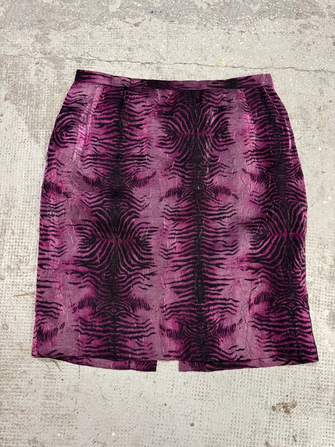 2000s Anna Gatta Evil Purple Tiger Shirt & Skirt Set (L/XL) QbnsPMf 5