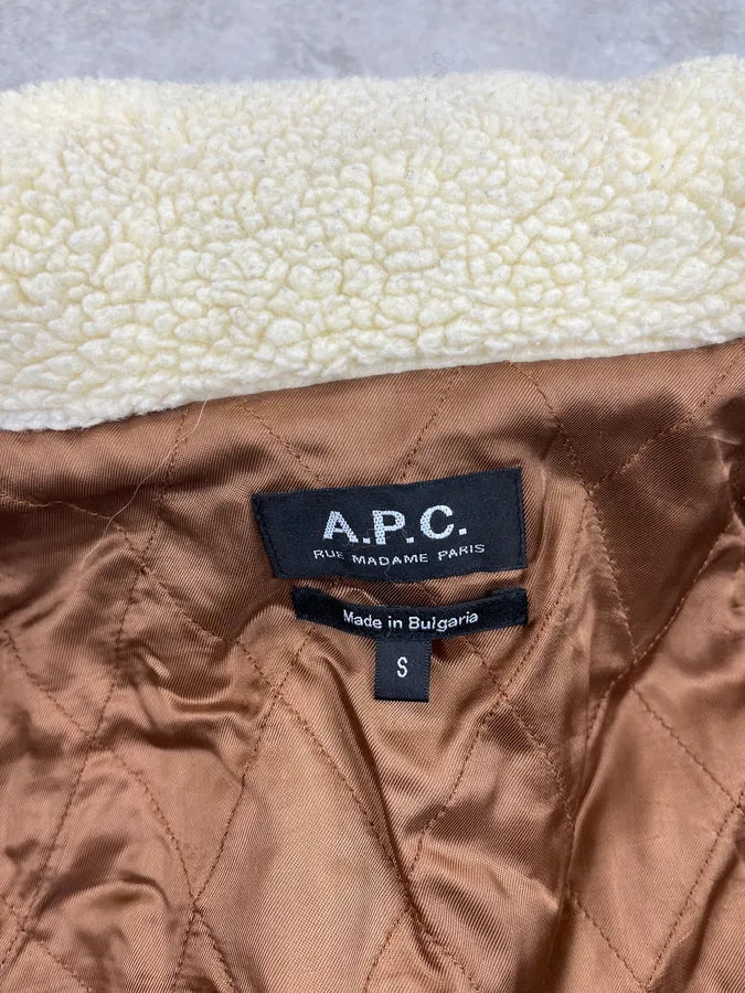 2010s A.P.C. Camel Wool Aviator Shearling Jacket dgiNPXn 8