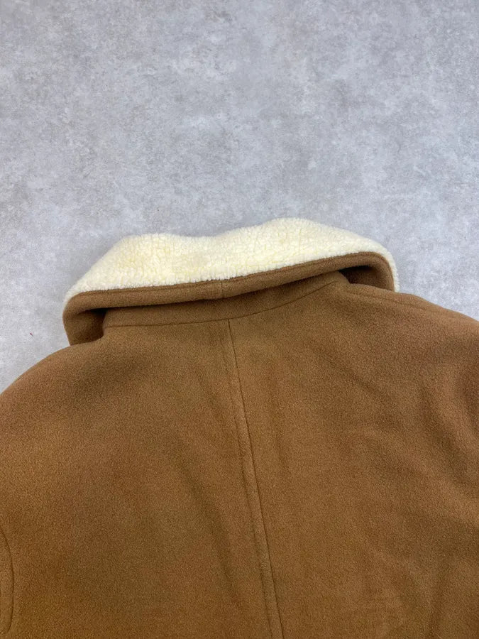 2010s A.P.C. Camel Wool Aviator Shearling Jacket dgiNPXn 6