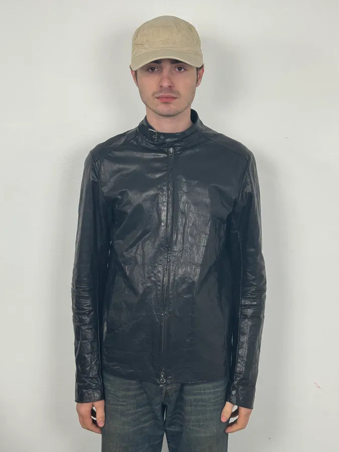 2000s Archive Black Avant-Garde Leather Jacket kvxyemM 1