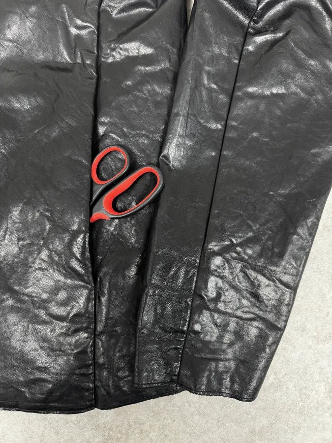 2000s Archive Black Avant-Garde Leather Jacket kvxyemM 7