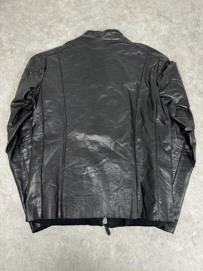 2000s Archive Black Avant-Garde Leather Jacket kvxyemM 3