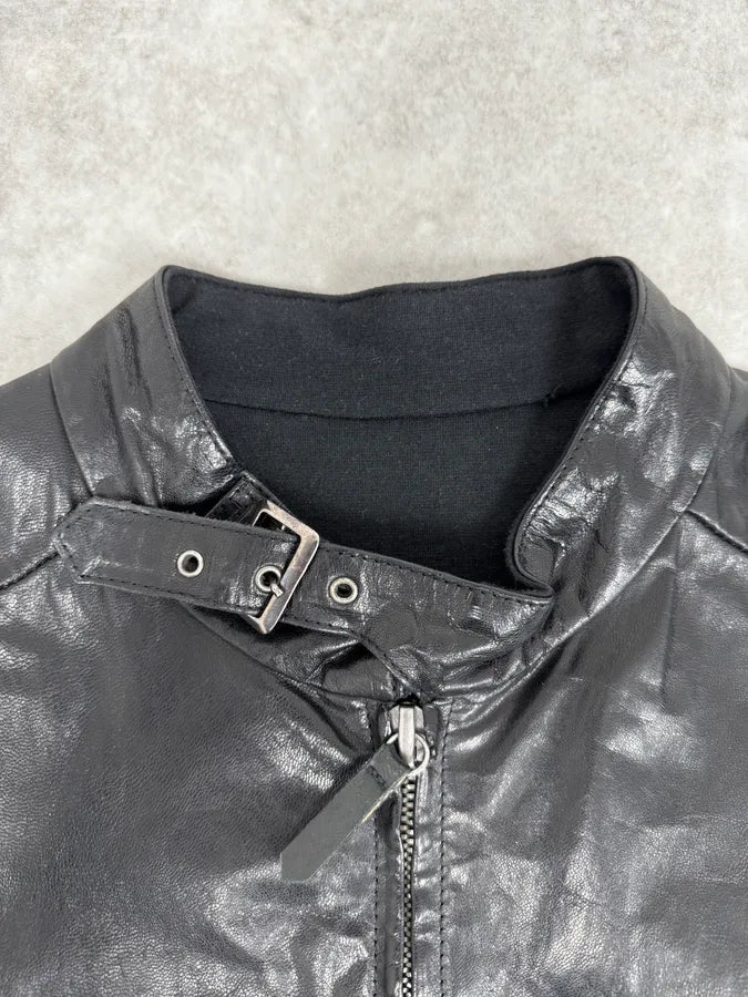 2000s Archive Black Avant-Garde Leather Jacket kvxyemM 8