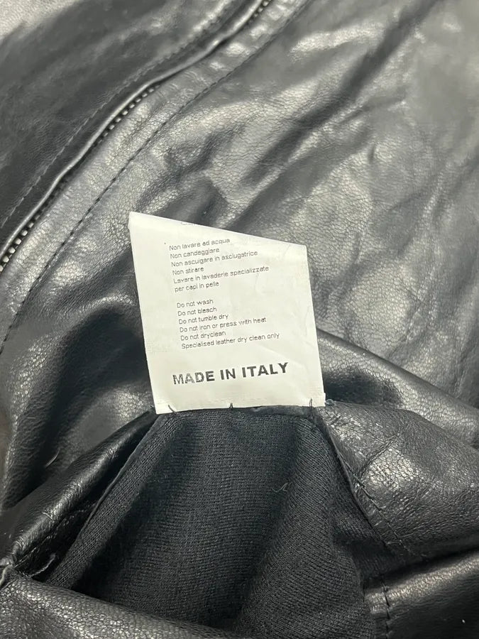 2000s Archive Black Leather Avant-Garde Jacket yjQBrVk 11