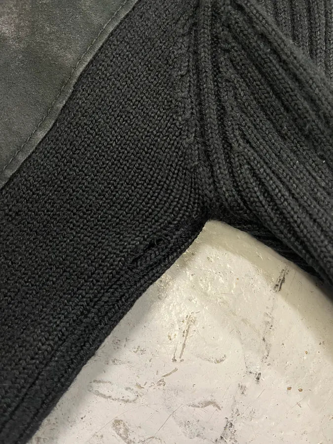 2000s Archive Black Wool Zip-up Pony Hair Sweater SoaNdqi 6