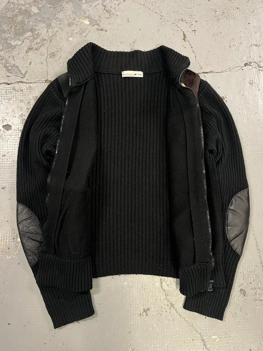 2000s Archive Black Wool Zip-up Pony Hair Sweater SoaNdqi 8