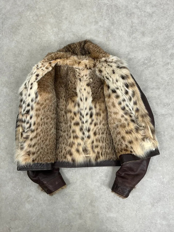 2000s Archive Brown Leather Faux Fur Trucker Jacket OMxylJp 7