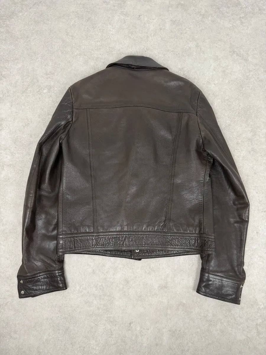 2000s archive 00s leather jacket mode opium Archive Dark Brown