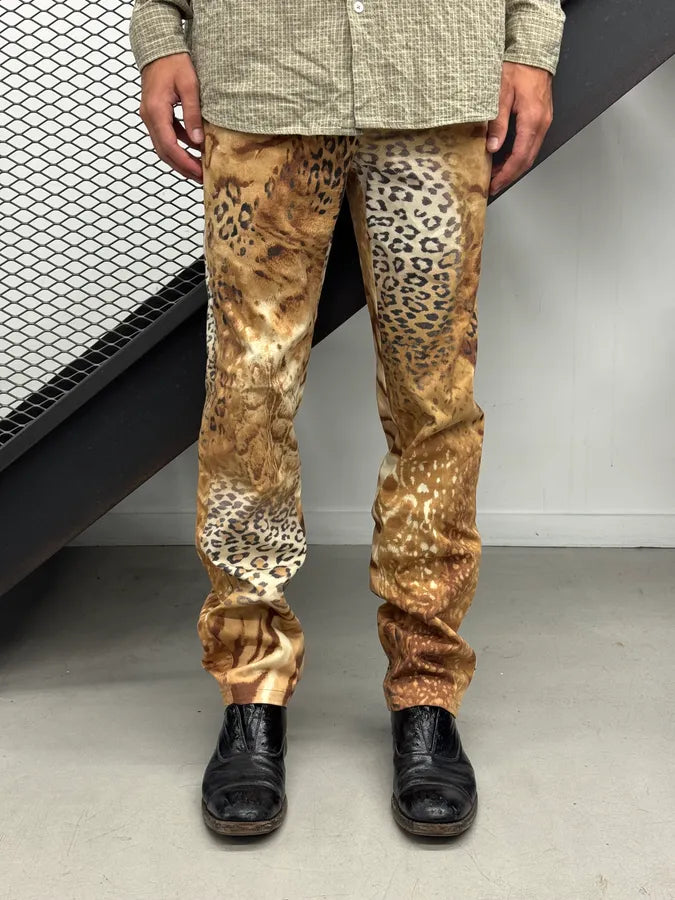 2000s Archive Deer & Leopard Print Brown Pants  hqVdxUN 1
