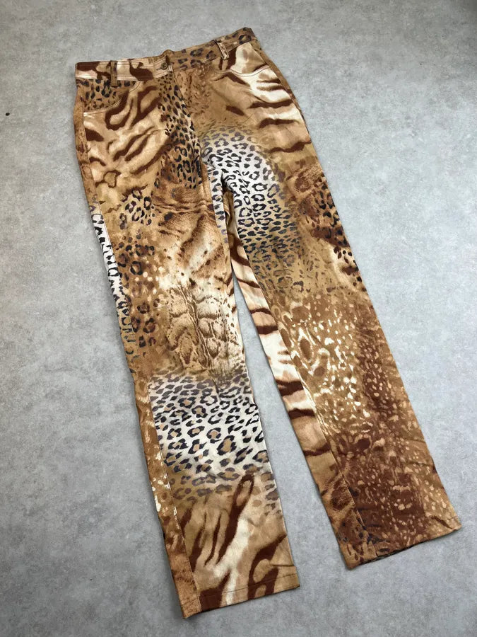 2000s Archive Deer & Leopard Print Brown Pants  hqVdxUN 4