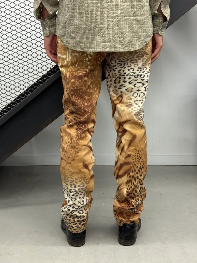 2000s Archive Deer & Leopard Print Brown Pants  hqVdxUN 3