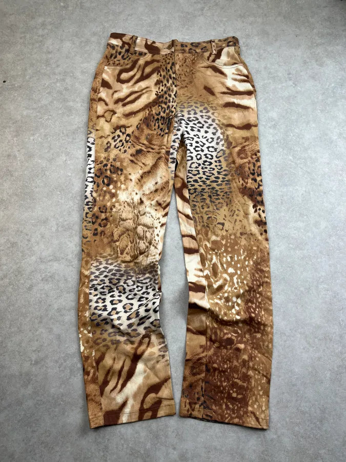 2000s Archive Deer & Leopard Print Brown Pants  hqVdxUN 0
