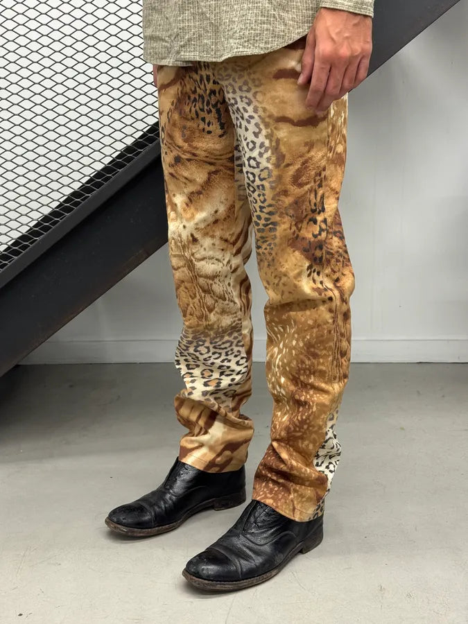 2000s Archive Deer & Leopard Print Brown Pants  hqVdxUN 2