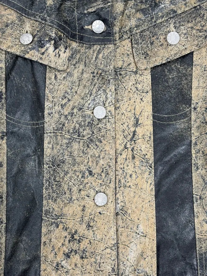 2000s Archive Eroded Marble Effect Leather Jacket EHVuWKL 7