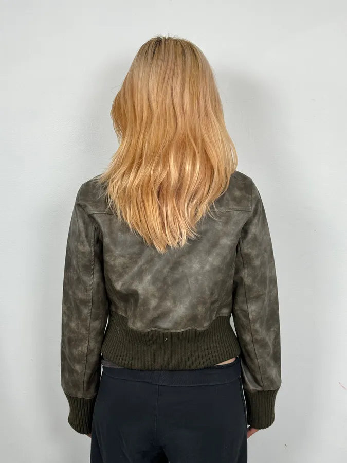 2000s Archive Eylet Brown Eroded Leather Jacket Zixycex 2