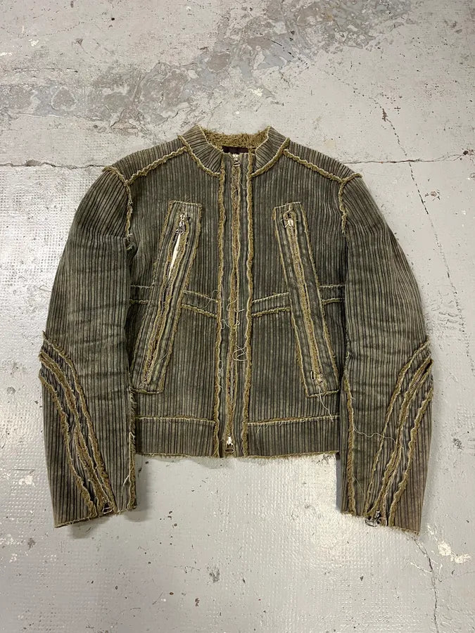 2000s Archive Grey Velvet Zip-up Fur Jacket aPLJpvN 0