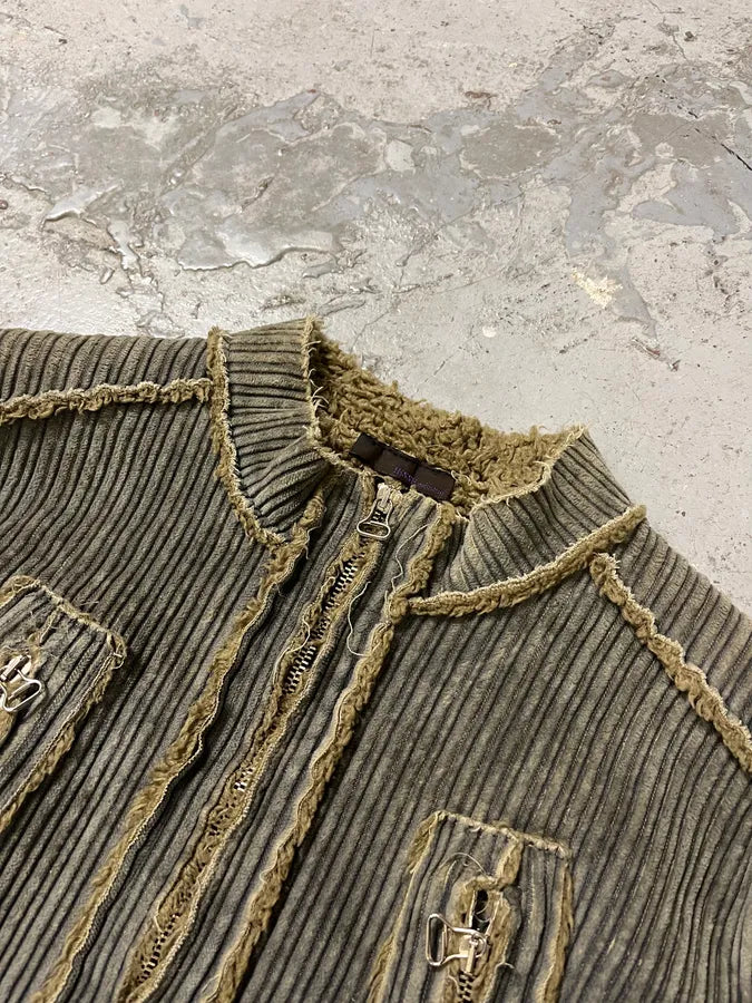 2000s Archive Grey Velvet Zip-up Fur Jacket aPLJpvN 4