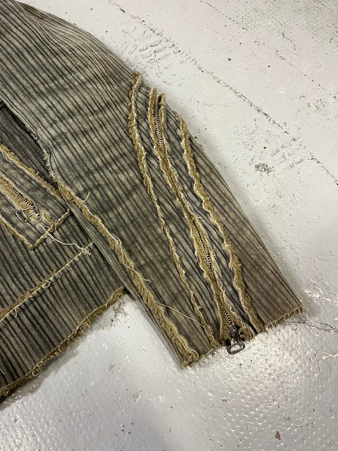 2000s Archive Grey Velvet Zip-up Fur Jacket aPLJpvN 5