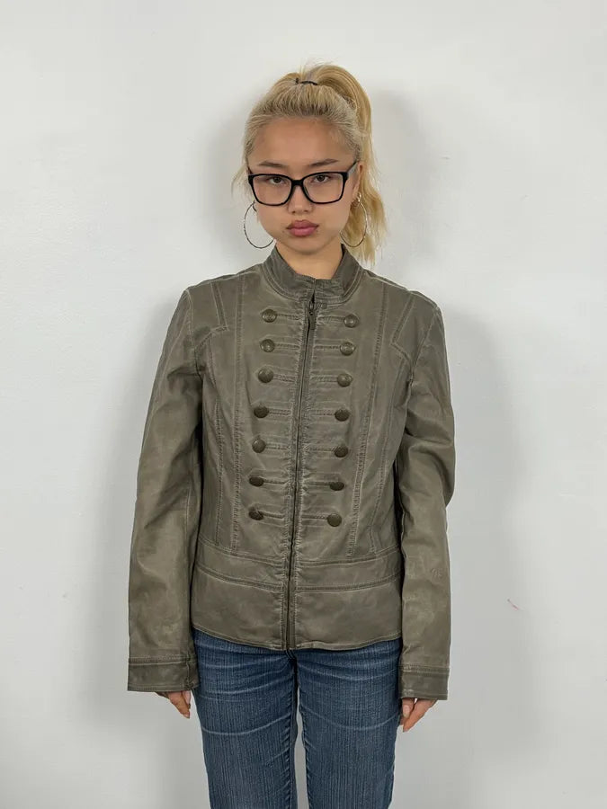 2000s Archive Khaki Napoleon Officier Military Jacket – Dolce Vita Hub 2000s Archive Khaki Napoleon Officier Military Jacket – Dolce Vita Hub