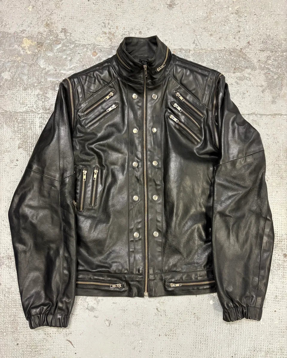 2000s Archive Multi Zips with Detachable Arms Black Biker Jacket mDQXUWm 0