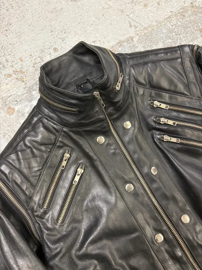 2000s Archive Multi Zips with Detachable Arms Black Biker Jacket mDQXUWm 4
