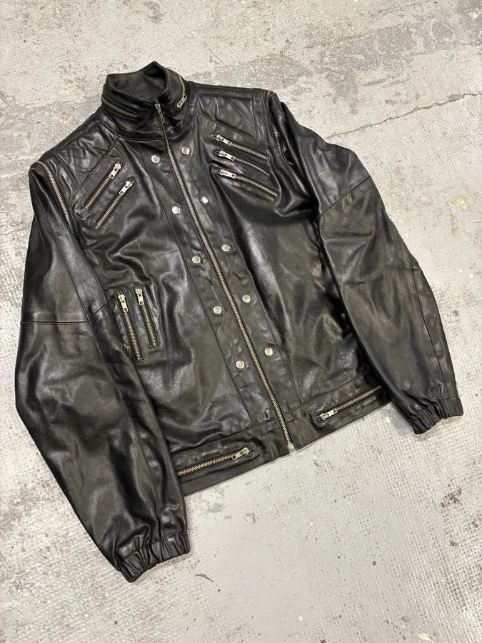 2000s Archive Multi Zips with Detachable Arms Black Biker Jacket mDQXUWm 3