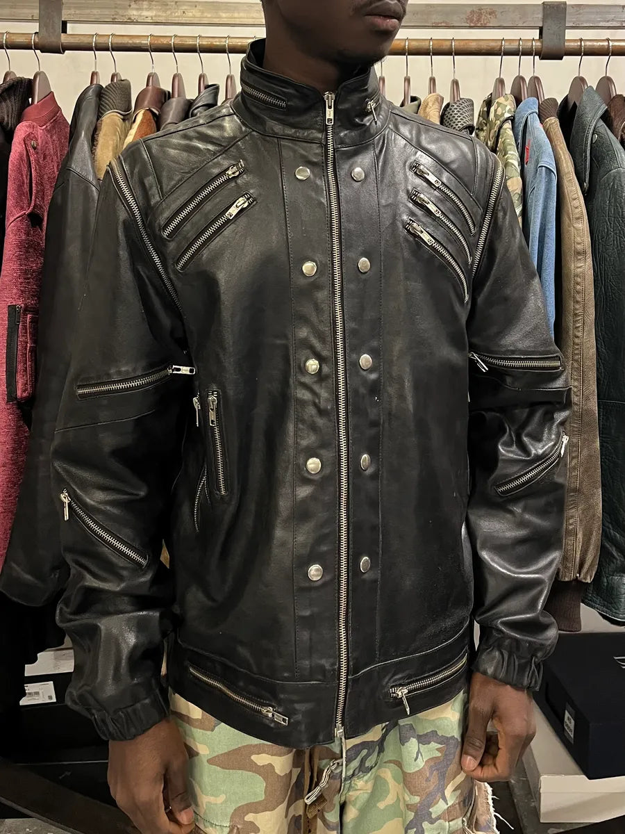 2000s Archive Multi Zips with Detachable Arms Black Biker Jacket mDQXUWm 1