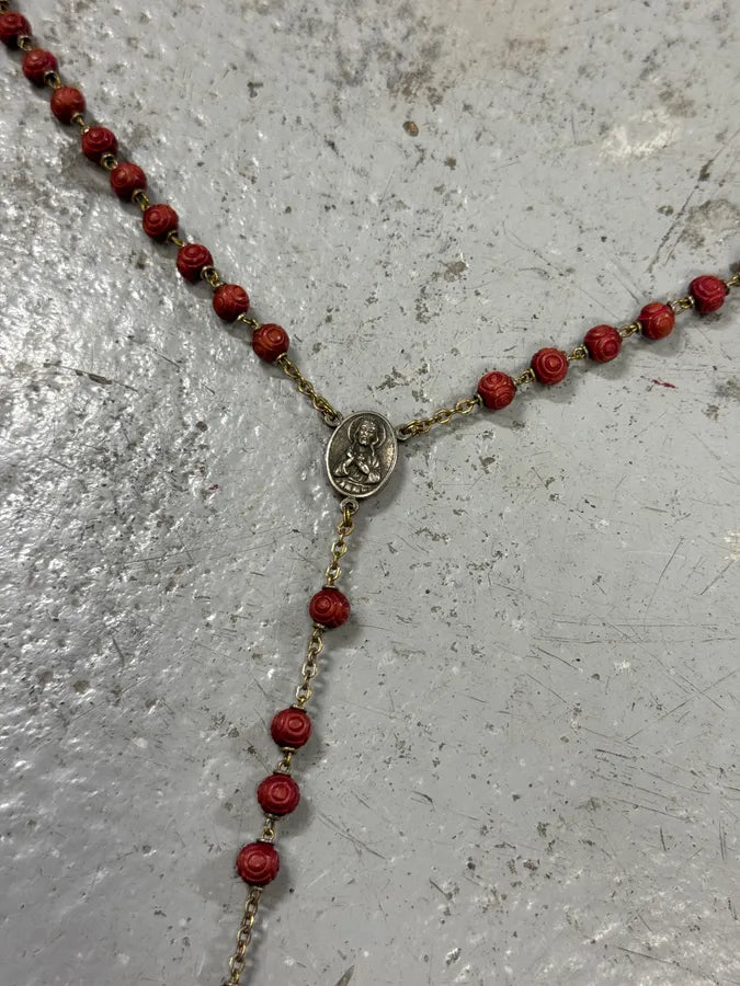 2000s Archive Red Rosary Cross Necklace cDVBlal 3