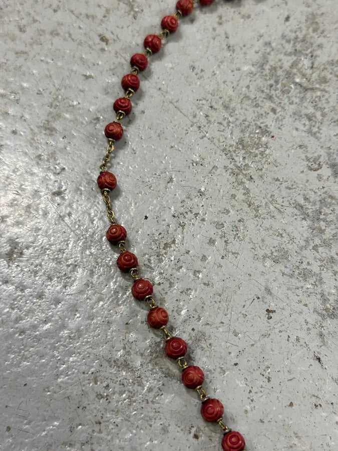 2000s Archive Red Rosary Cross Necklace cDVBlal 4