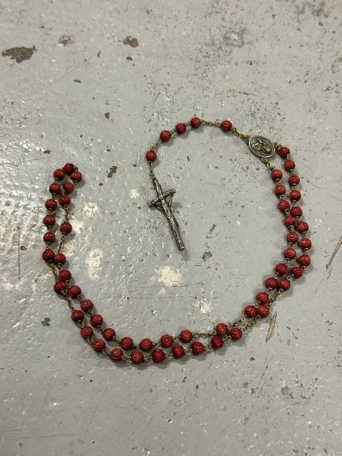 2000s Archive Red Rosary Cross Necklace cDVBlal 5