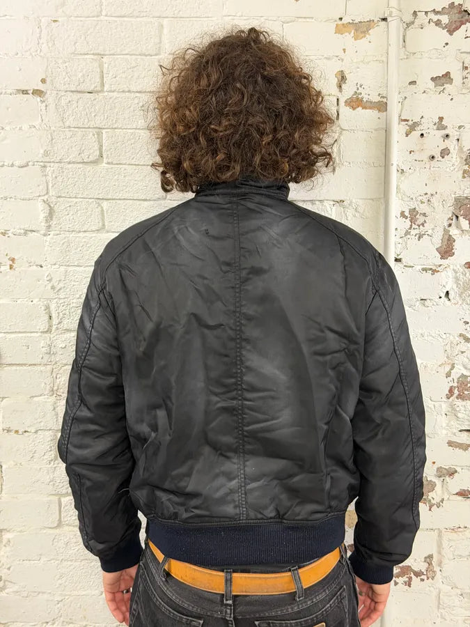 2000s Armani Aero Black Faded Bomber Jacket xvXAbJo 2