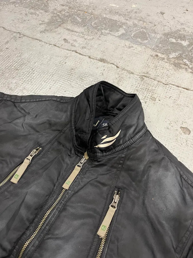 2000s Armani Aero Black Faded Bomber Jacket xvXAbJo 4
