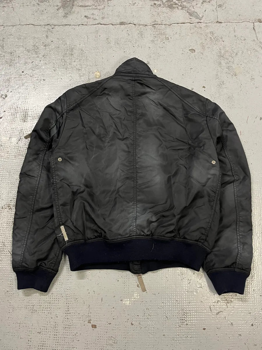 2000s Armani Aero Black Faded Bomber Jacket xvXAbJo 6