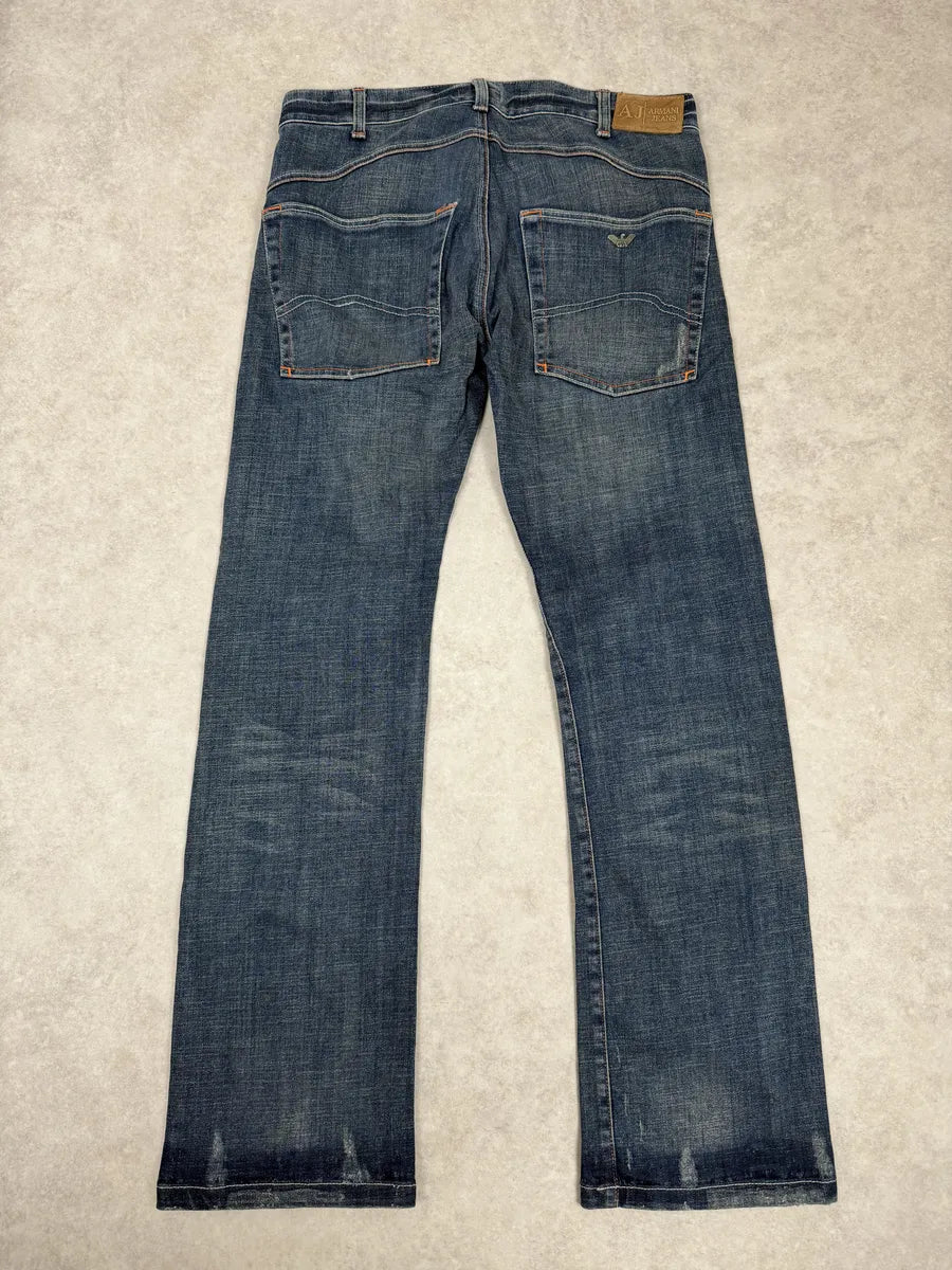 2000s Armani Aged Blue Denim Jeans xcwlVZB 4