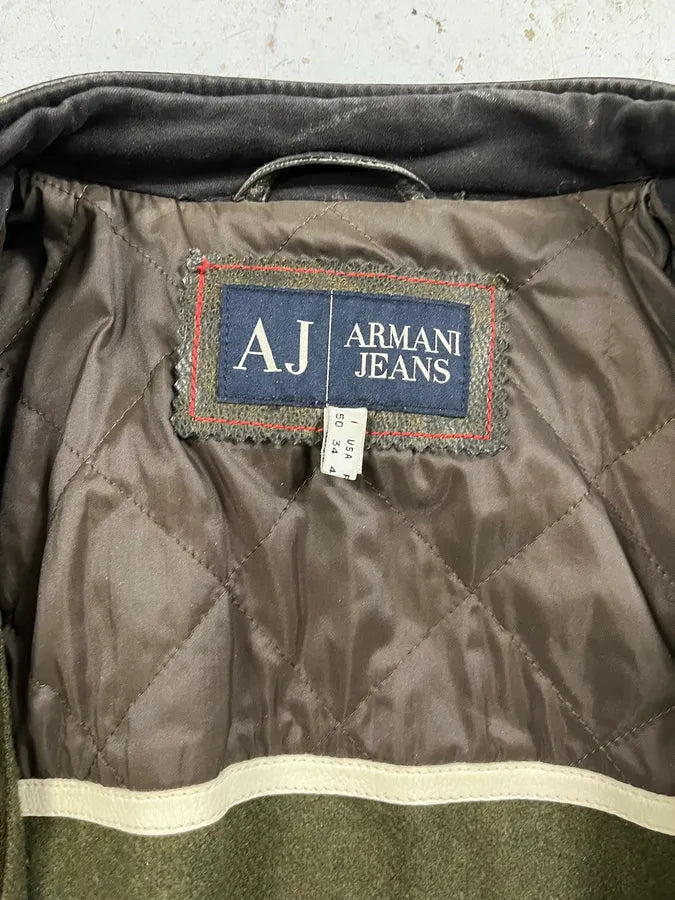 2000s Armani AJ Brown Leather Biker Jacket iPmfZWu 7