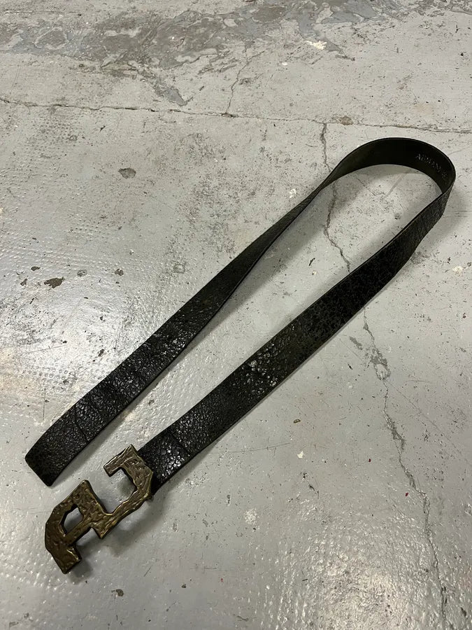 2000s Armani AJ Brut Buckle Black Leather Belt LpDWjoW 2