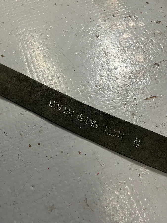 2000s Armani AJ Brut Buckle Black Leather Belt LpDWjoW 7