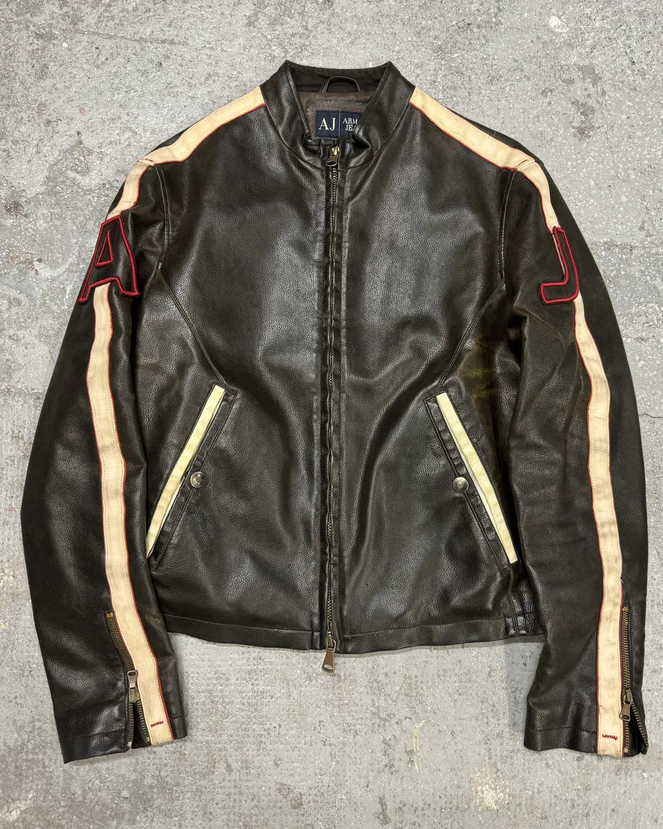 2000s Armani AJ Classic Biker Leather Jacket (M) 0