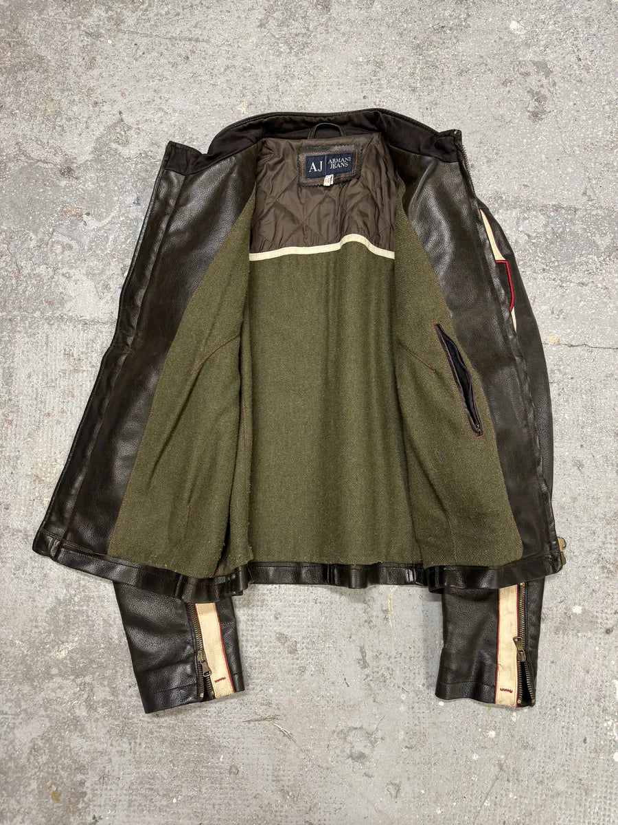 2000s Armani AJ Classic Biker Leather Jacket (M) 3