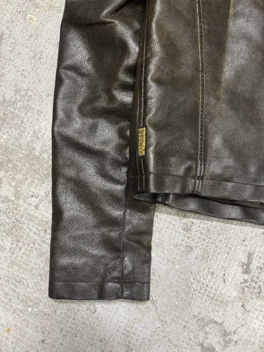 2000s Armani AJ Classic Biker Leather Jacket (M) 5