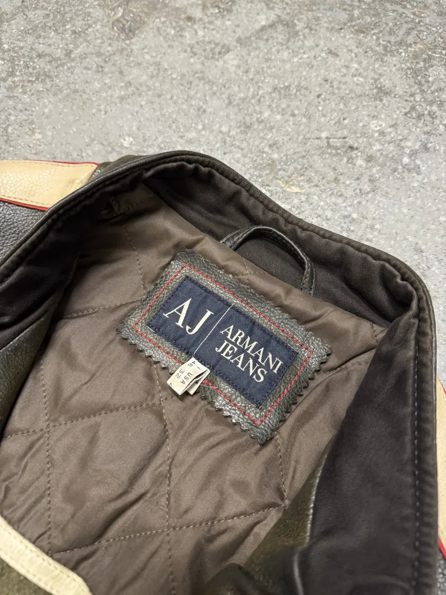 2000s Armani AJ Classic Biker Leather Jacket (M) 9