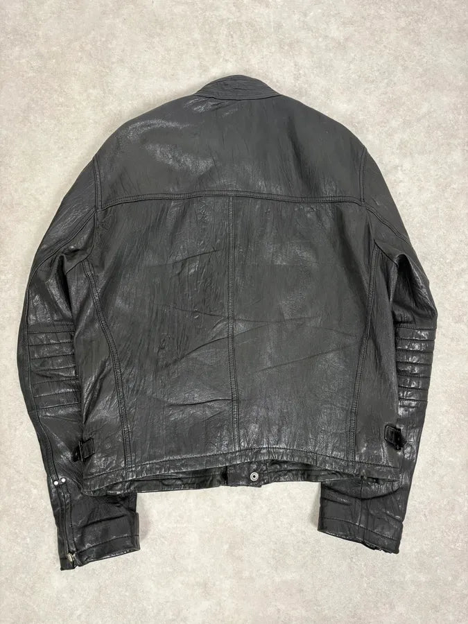 2000s Armani Prenium Black Leather Jacket JBpIGBu 5