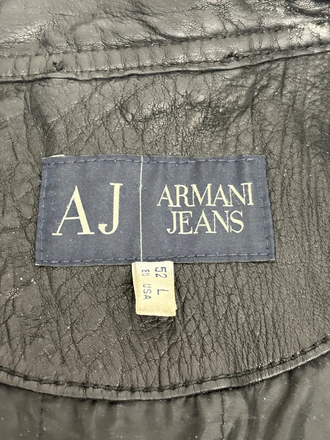 2000s Armani Prenium Black Leather Jacket JBpIGBu 10