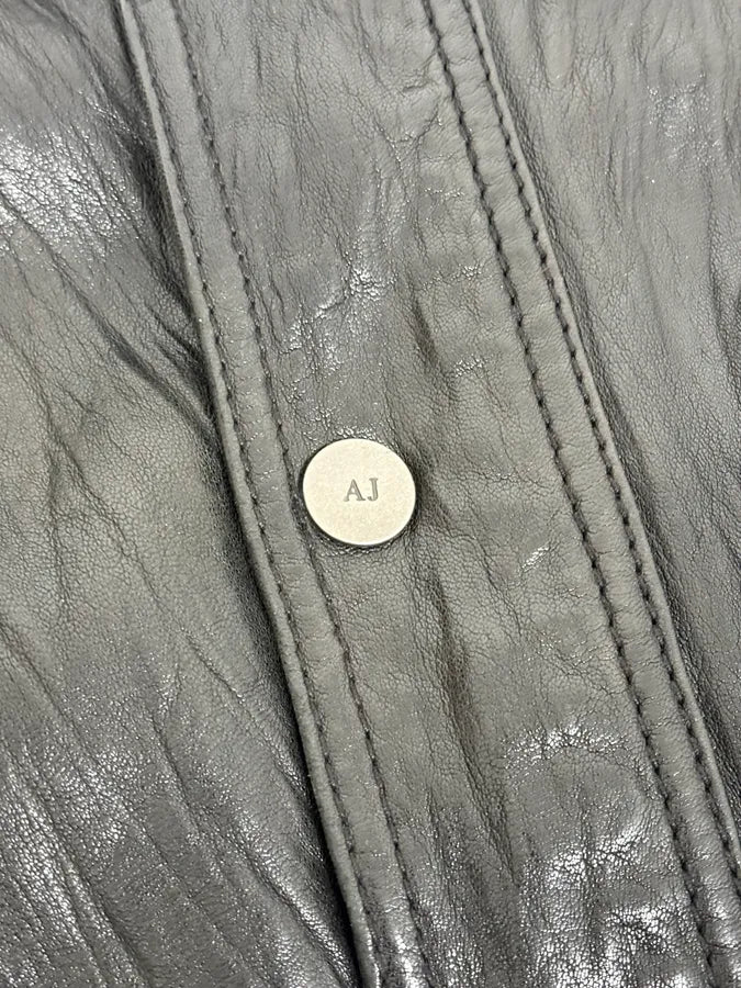 2000s Armani Prenium Black Leather Jacket JBpIGBu 9
